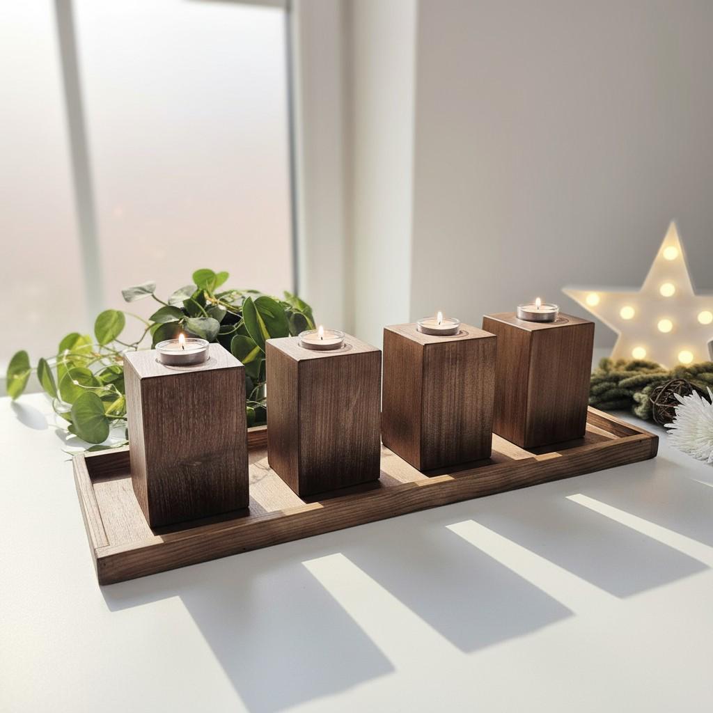 6 Portacandele In Legno Massello Rotondi – Diametro 11cm, Altezza 2cm – Decorazione Rustica Per Tavolo, Camino, Centrotavola - 2