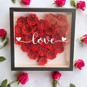 Shadow Box cuore rosso +scritta Love  20x20 cm regalo personalizzato