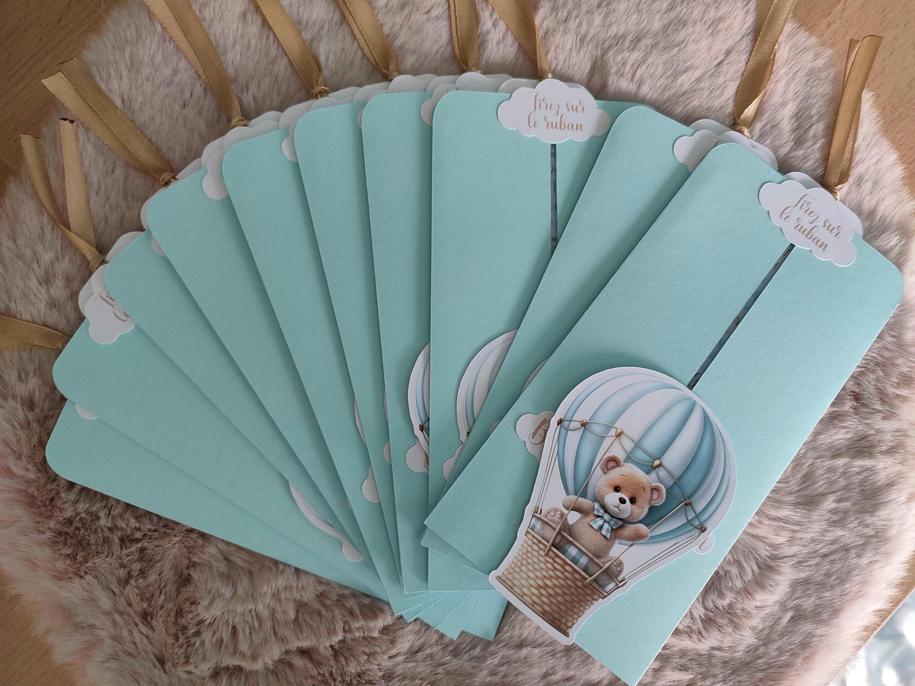 Faire-part de Naissance ou Baptême Coulissant Montgolfière Personnalisé