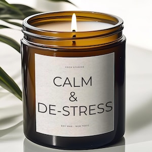 Calm & De-stress Aromatherapy Candle, Well-being Candles, Essential Oil Scented Candle