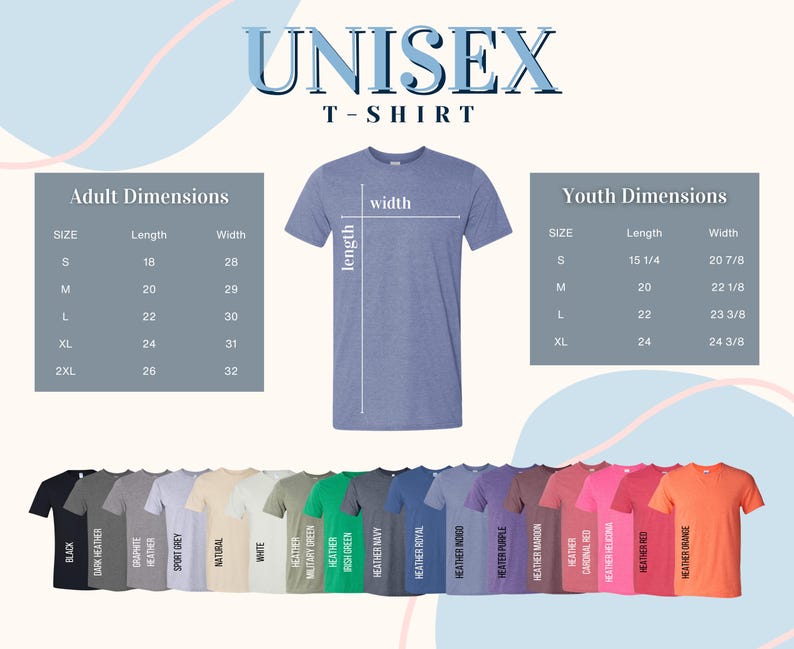 an image of a t - shirt sizes chart