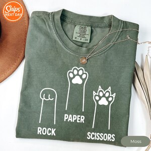 Rock Paper Scissors Cat Paw Shirt, Funny Cat Shirt, Unisex Crewneck Shirt for Cat Lovers, Cat Mom Gift, Cute Cat Paws Tee, Cat Owner Apparel