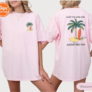 Christian Bible Verse Shirt, Beachy Back Print Tee, Trendy Oversized T-Shirt, Unisex Faith Tee, Teen Baptism Gift, Ocean Inspired Shirt