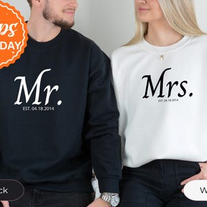 Custom Mr And Mrs Hoodie, Personalized Wedding Sweater, Just Married Tee, Honeymoon Couple Hoodie, Newlywed Gift, Husband And Wife Sweater