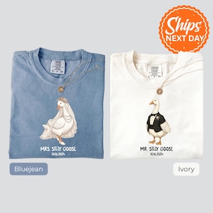 Matching Newlyweds Tee | Cute Couple Anniversary Gift | Comfort Colors Mr and Mrs Goose Shirt