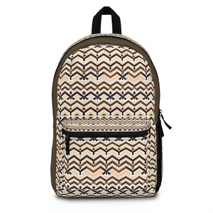 Neutral Chevron Aztec pattern Backpack | Brown geometric tribal design