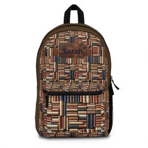 Stacked Vintage Books Backpack | Personalized Library Pattern, Book Lover