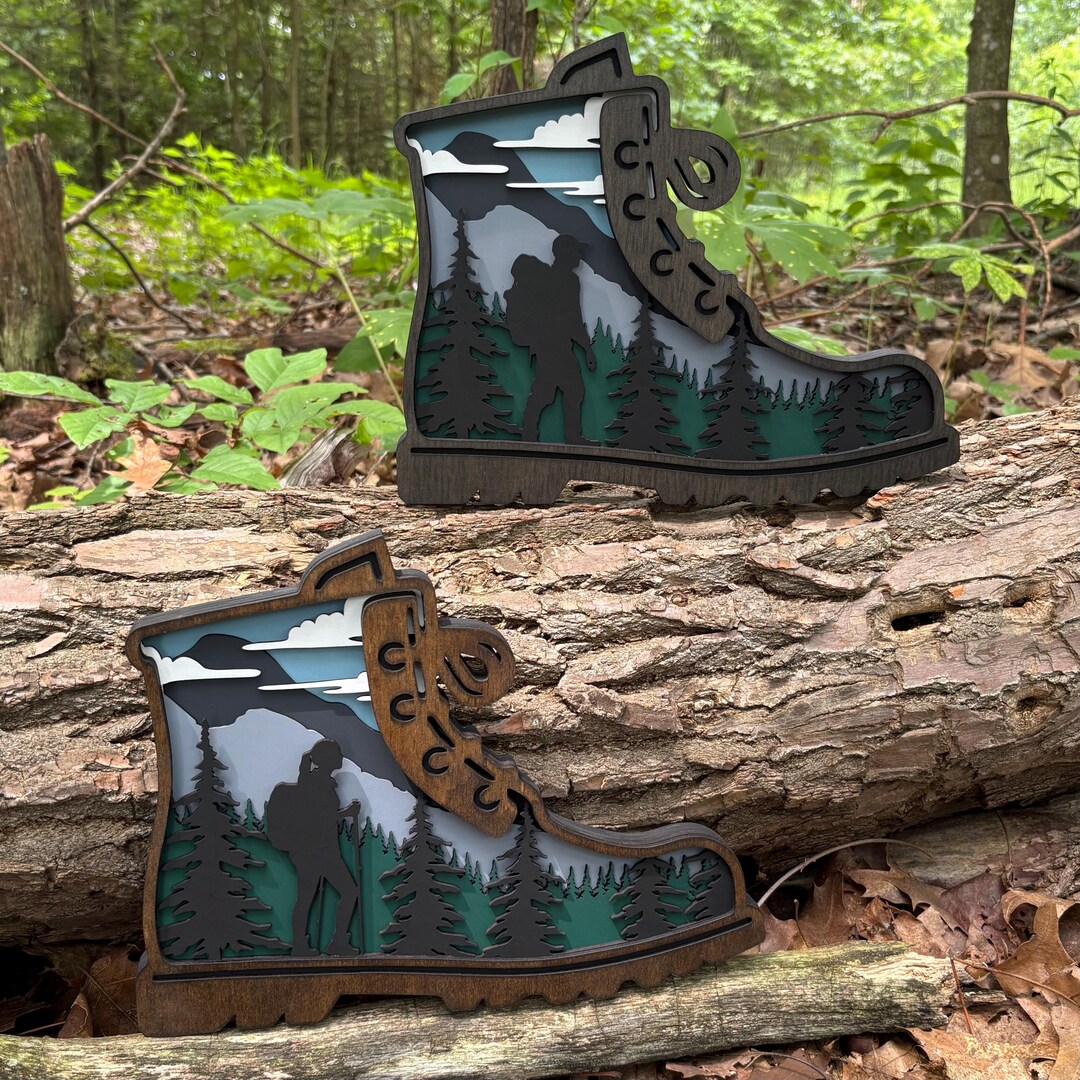 Hiking Boot Scene, 3 Variations - Laser File - Etsy