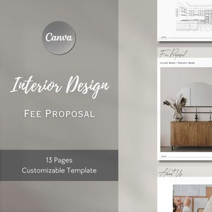 Interior Design Fee Proposal Template | Project Proposal Canva | Interior Designer Client Proposal | Interior Decorator Forms