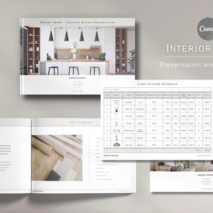 Interior Design Presentation and FF&E Schedule Bundle | Interior Design Template Bundle | Client Presentation | Canva Template | Moodboard