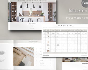 Interior Design Presentation and FF&E Schedule Bundle | Interior Design Template Bundle | Client Presentation | Canva Template | Moodboard