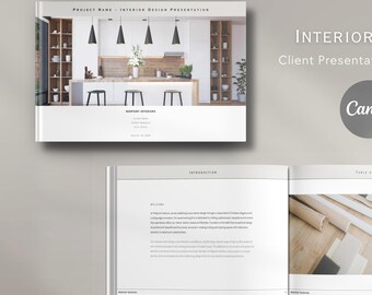 Plantilla de presentación de diseño de interiores / Proyecto del cliente, Moodboard (Canva)