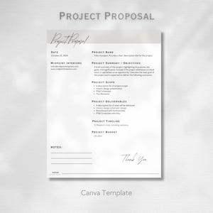 Simple Project Proposal Template Canva | Printable Proposal Template Small Business | Simple Proposal | Minimalist Proposal | Letter & A4
