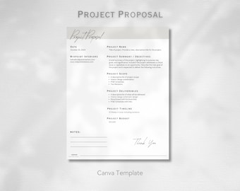 Elegant Project Proposal Template | Editable Canva Layout (A4 & Letter)