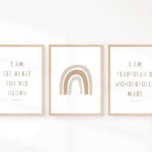 Kindergarten Bibelvers | Kinderzimmer Schrift Wandkunst | Neutrales christliches Kinderzimmer Dekor | Christliche Kinder Wandkunst | 3er Set Kinderzimmerbilder