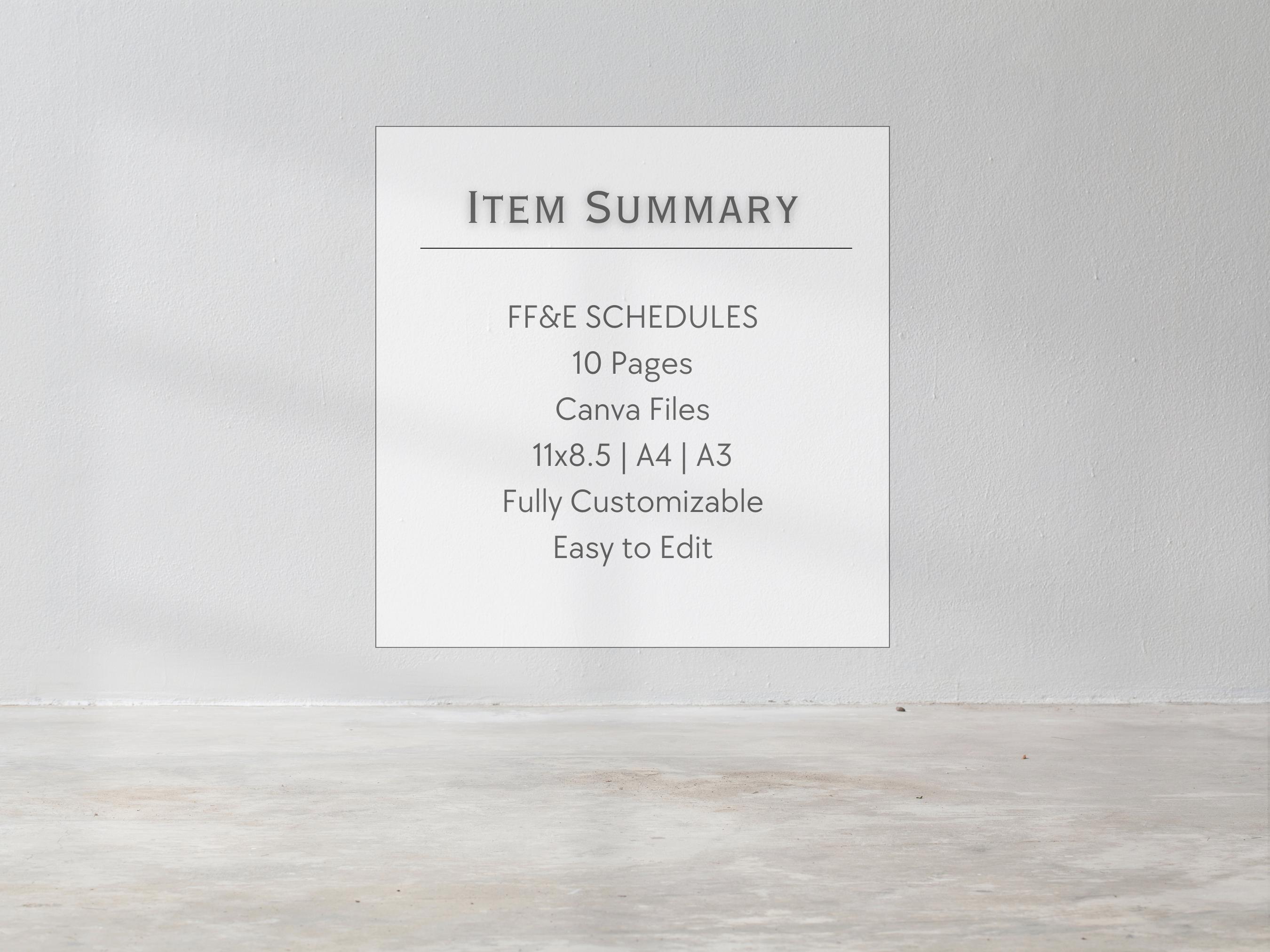 FF&E Schedule Canva Template | Interior Design Schedules - Etsy