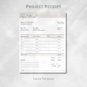 Simple Receipt Template Canva | Printable Receipt Template Small Business | Receipt for Creatives | Simple Company Receipt | Letter & A4