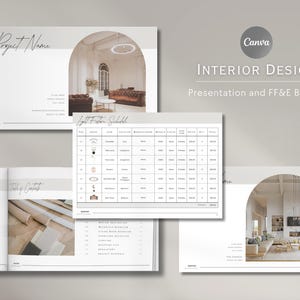 Interior Design Presentation and FF&E Schedule Bundle | Interior Design Template Bundle | Client Presentation | Canva Template | Moodboard