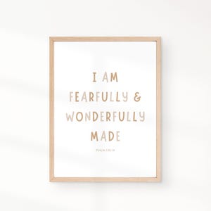 Psalm 139:14 | Nursery Bible Verse | Scripture Art | Neutral Christian Nursery Decor | Christian Kids Wall Art | Nursery Print