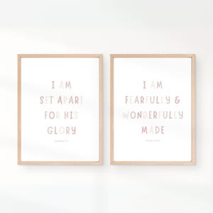 Nursery Bible Verse | Girl Nursery Scripture Wall Art | Pink Christian Nursery Decor | Christian Kids Wall Art | Set of 2 Nursery Prints