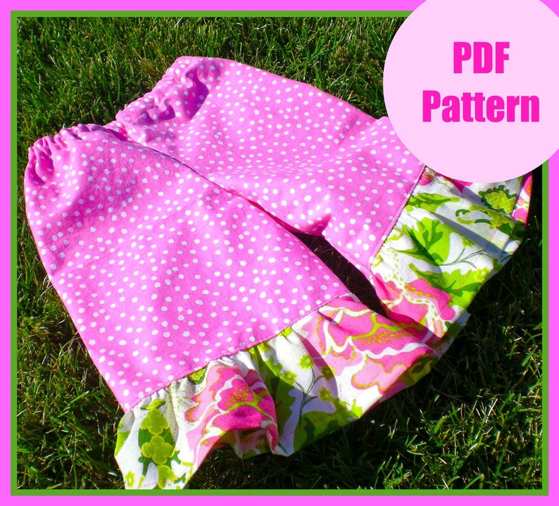 Girls pants pattern, pdf pattern, Wide Leg Ruffle Bottom Pants sizes 9m-5T, baby girls easy sew image 1