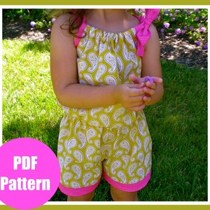 Pillowcase Romper Pattern, Girls Romper Sewing Pattern, Easy PDF Sewing Patterns, Girls, Children, Toddler, Baby, Size 3m-8 Bree Romper image 3