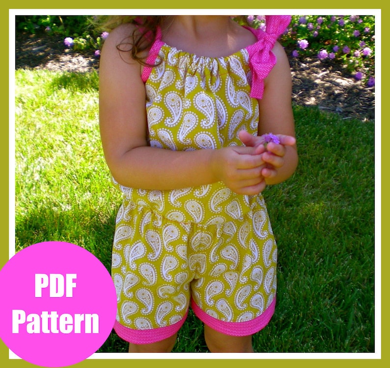 Pillowcase Romper Pattern, Girls Romper Sewing Pattern, Easy PDF Sewing Patterns, Girls, Children, Toddler, Baby, Size 3m-8 Bree Romper image 3