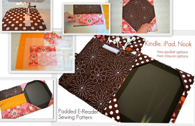 Kindle Cover Pattern, Ereader Case Pattern, PDF Sewing Patterns, iPad, iPad Mini, Kindle Fire, The E-reader Cover image 5