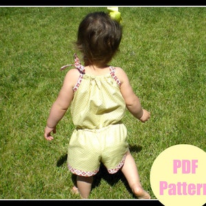 Pillowcase Romper Pattern, Girls Romper Sewing Pattern, Easy PDF Sewing Patterns, Girls, Children, Toddler, Baby, Size 3m-8 Bree Romper image 4