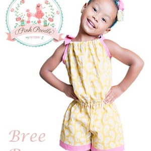 Pillowcase Romper Pattern, Girls Romper Sewing Pattern, Easy PDF Sewing Patterns, Girls, Children, Toddler, Baby, Size 3m-8 Bree Romper image 1