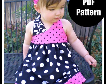 Patron de robe pour filles, patron de couture PDF, patrons PDF faciles à coudre pour débutants, 12m-5t, "La robe Avery"