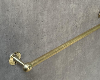 Unlacquered Brass Towel Bar, Handcrafted Brass Kitchen Towel Rail, Solid Brass Bathroom Towel Bar