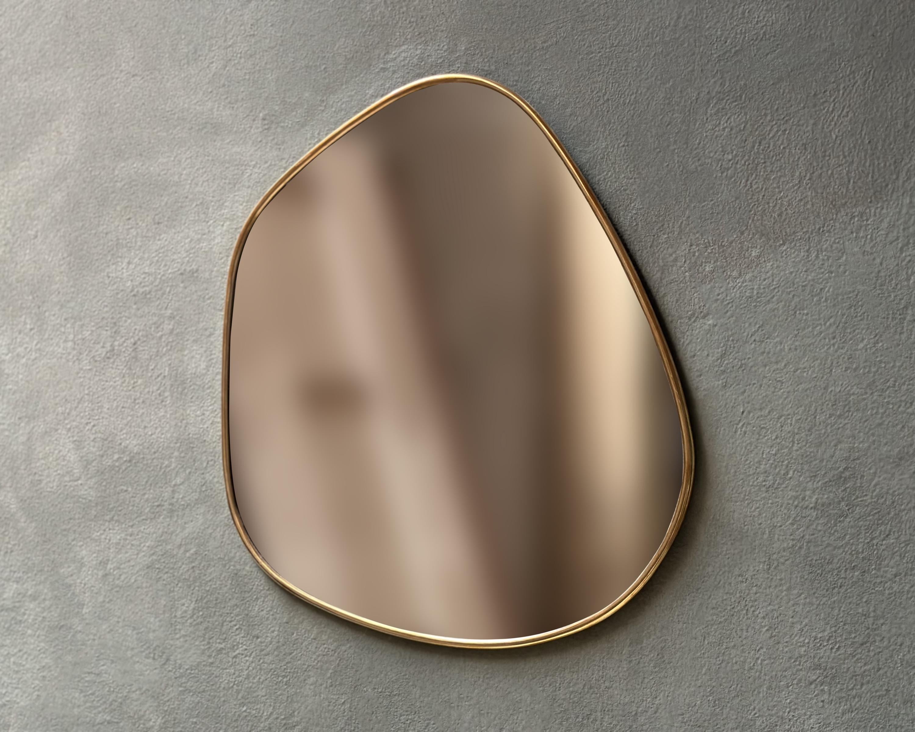 Organic Decorative Brass Mirror ,Unlacquered Brass Asymmetrical Wall Mirror Bathroom