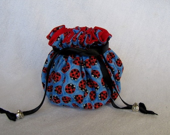 Jewelry Bag - Medium Size - Drawstring Pouch - Traveling Jewelry Tote - BITTY BUGS