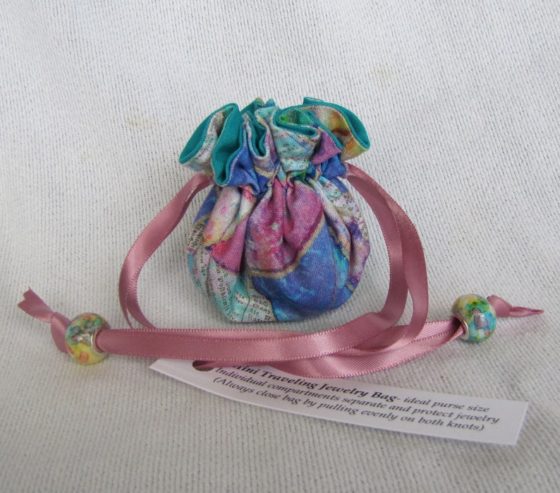 Drawstring Pouch Mini Size Jewelry Tote Traveling Jewelry Bag STAINED GLASS image 5