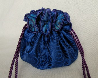 Brocade Jewelry Pouch - Luxury Size - Jewelry Storage - Tote - SOMETHING BLUE