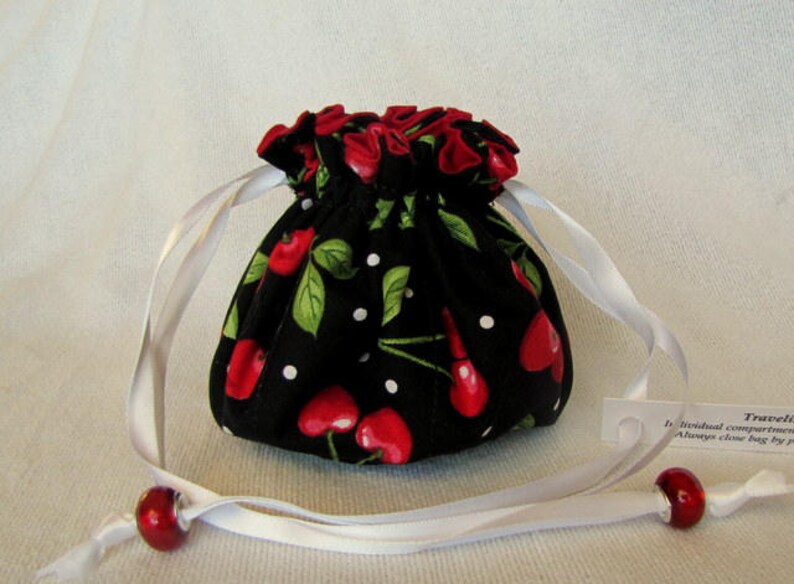 Tote Jewelry Bag Medium Size Organizer CHERRY PICK Traveling Jewelry Pouch