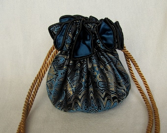 Brocade and Satin Jewelry Bag - Luxury Size - Tote for Jewelry - SEA SCALLOPS