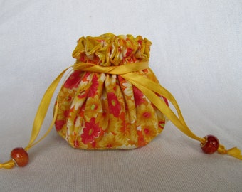 Travel Jewelry  Pouch - Medium Size - Bag - Tote - MARIGOLD MEDLEY