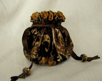 Jewelry Bag - Medium Size - Traveling Jewelry Pouch - Tote - CHOCOLATE CARAMEL BROWNIE