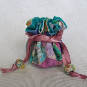 Drawstring Pouch Mini Size Jewelry Tote Traveling Jewelry Bag STAINED GLASS image 1