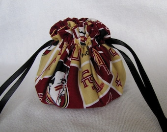 College Team Jewelry Bag - Medium Size - Fabric Pouch - Tote - FSU SEMINOLES