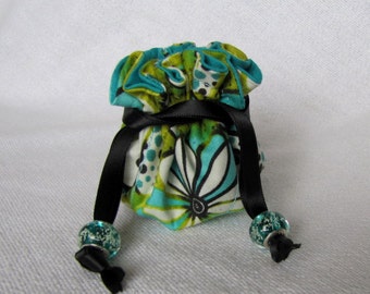 Travel Jewelry Pouch - Mini Size - Drawstring Bag - Jewelry Tote - SAND DUNE LAGOON