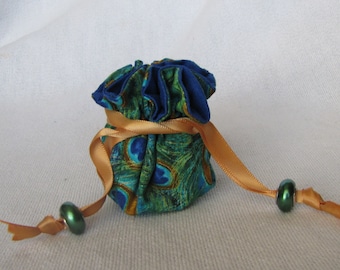Travel Jewelry Tote - Mini Size - Jewelry Bag - Drawstring Jewelry Pouch - FEATHERED FRIZZLE