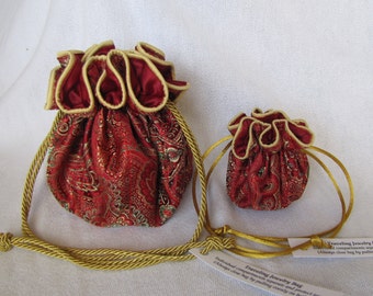 Brocade Jewelry Pouch Set - Luxury and Mini Size - Jewelry Bag Set - GOLD DUST set