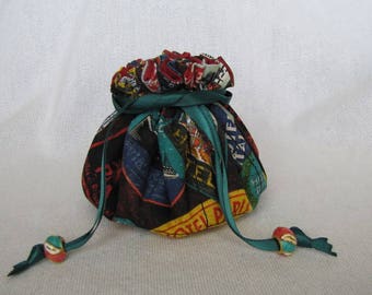 Traveling Jewelry Bag - Medium Size - Fabric Jewelry Pouch - Tote - BON VOYAGE