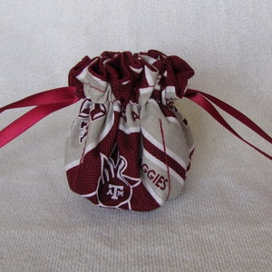 College Team Jewelry Bag Mini Size Drawstring Pouch Jewelry Tote TEXAS A & M AGGIES image 1