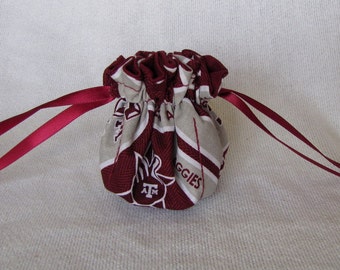 College Team Jewelry Bag - Mini Size - Drawstring Pouch - Jewelry Tote - TEXAS A & M AGGIES