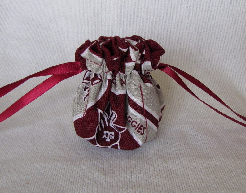 College Team Jewelry Bag Mini Size Drawstring Pouch Jewelry Tote TEXAS A & M AGGIES image 1