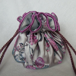 Brocade Jewelry Tote - Luxury Size - Jewelry Bag - Pouch for Jewelry - SMOKY PINK